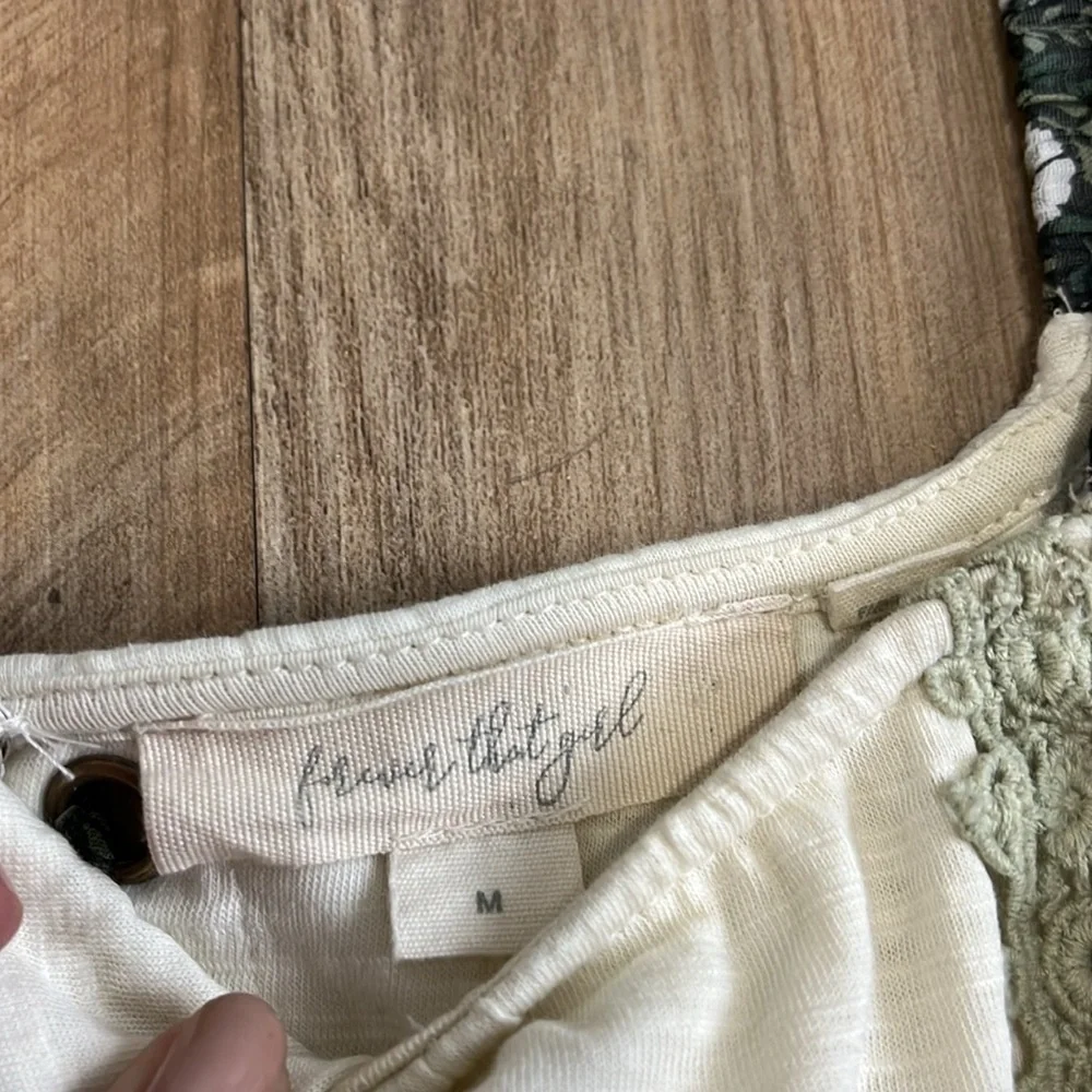 Anthropologie Forever That Girl Moss Shabby Chic Corset Back Shirt Size Medium M